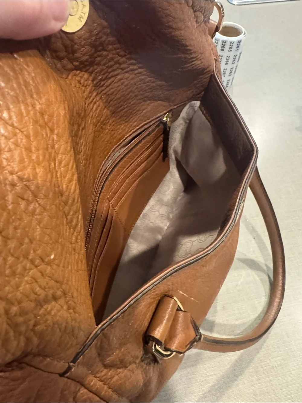 Michael Kors Cognac Leather Satchel with Gold Hardware